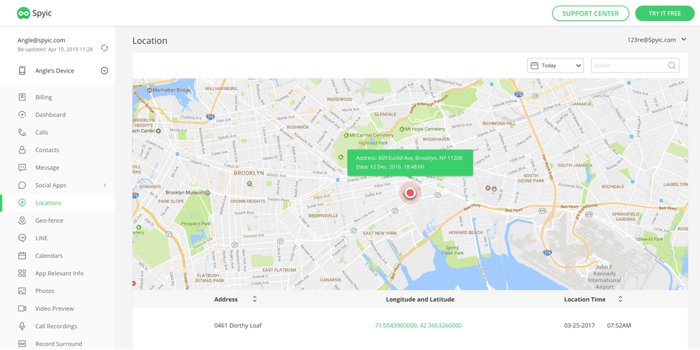 Mapa Spyic sim location tracker online