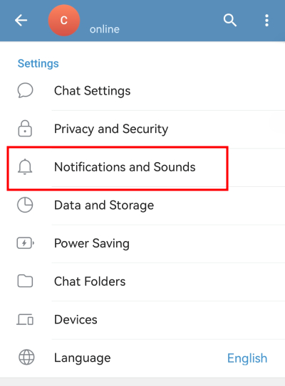 Telegram notifications and sounds settings