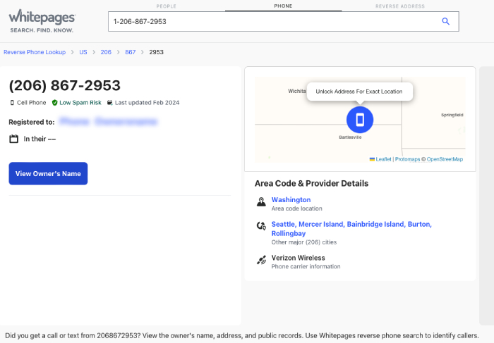 Whitepages phone number information look up