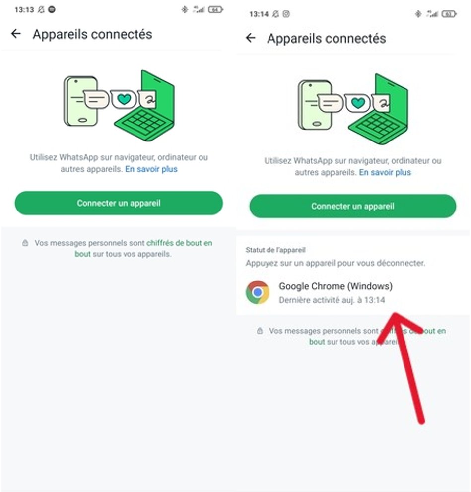 Voir les appareils connectés sur WhatsApp Web