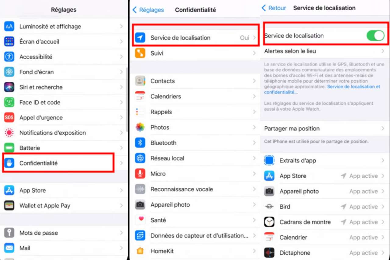 Activer le Service de localisation iPhone