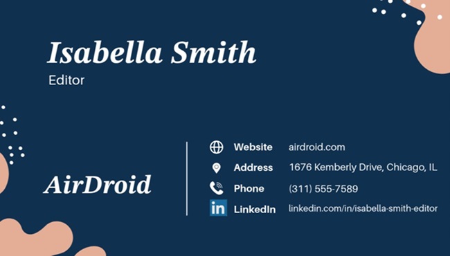 example for business card with LinkedIn profile URL