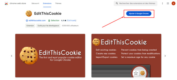 Ajouter l'extension EditThisCookie à Google Chrome