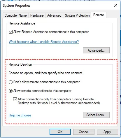 enable remote connection
