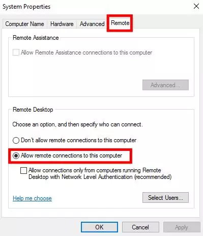 Allow Remote Connections