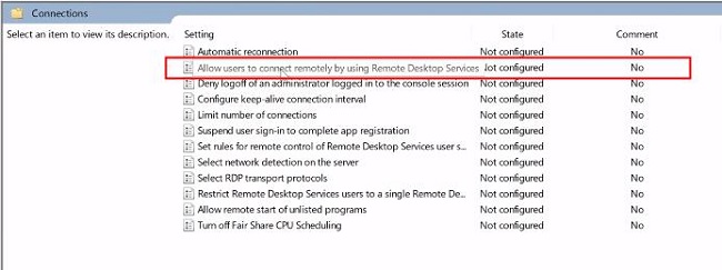 Allow Remote Desktop Services