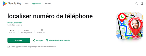 Utiliser une application tierce comme localiser numéro de téléphone