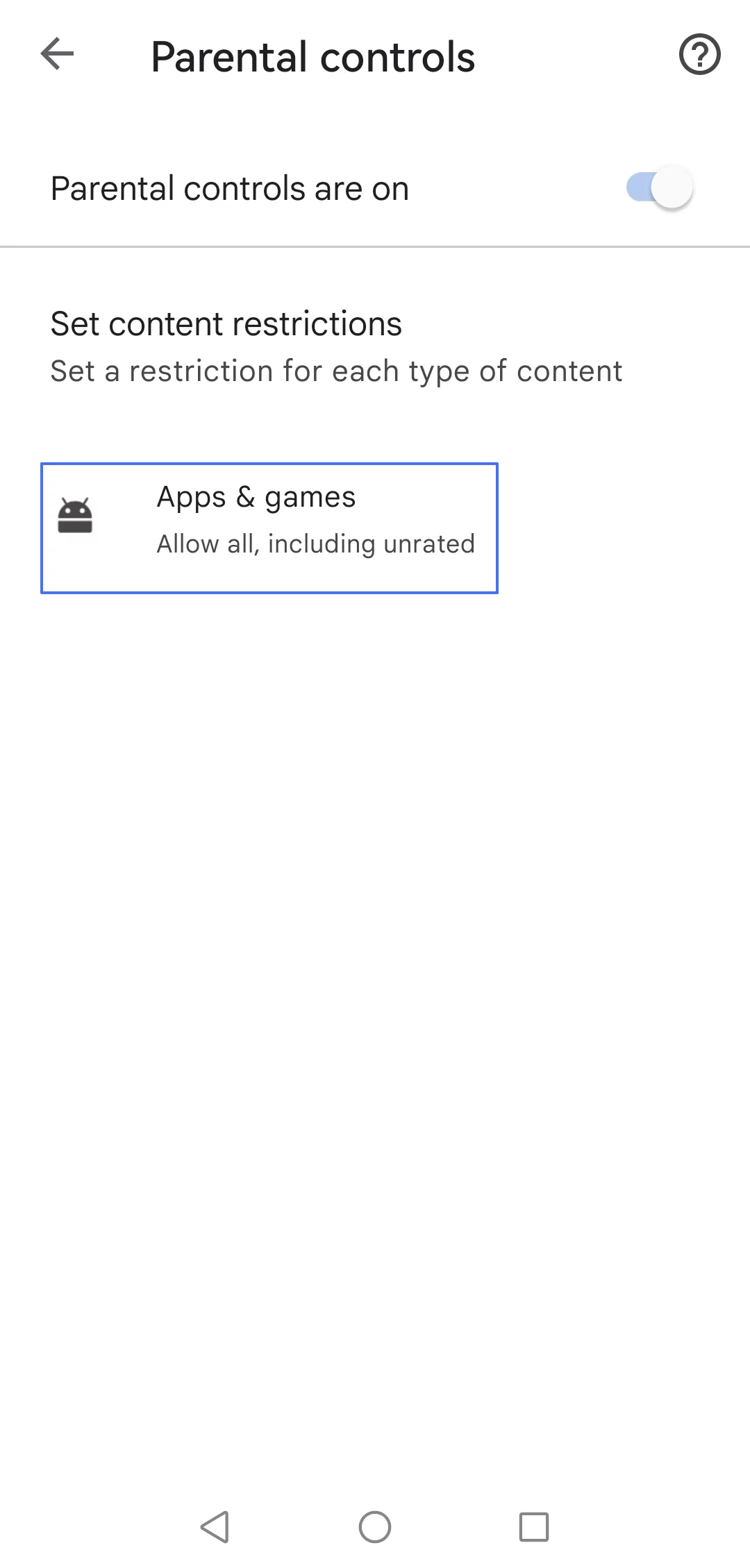 Google Play Family Settings