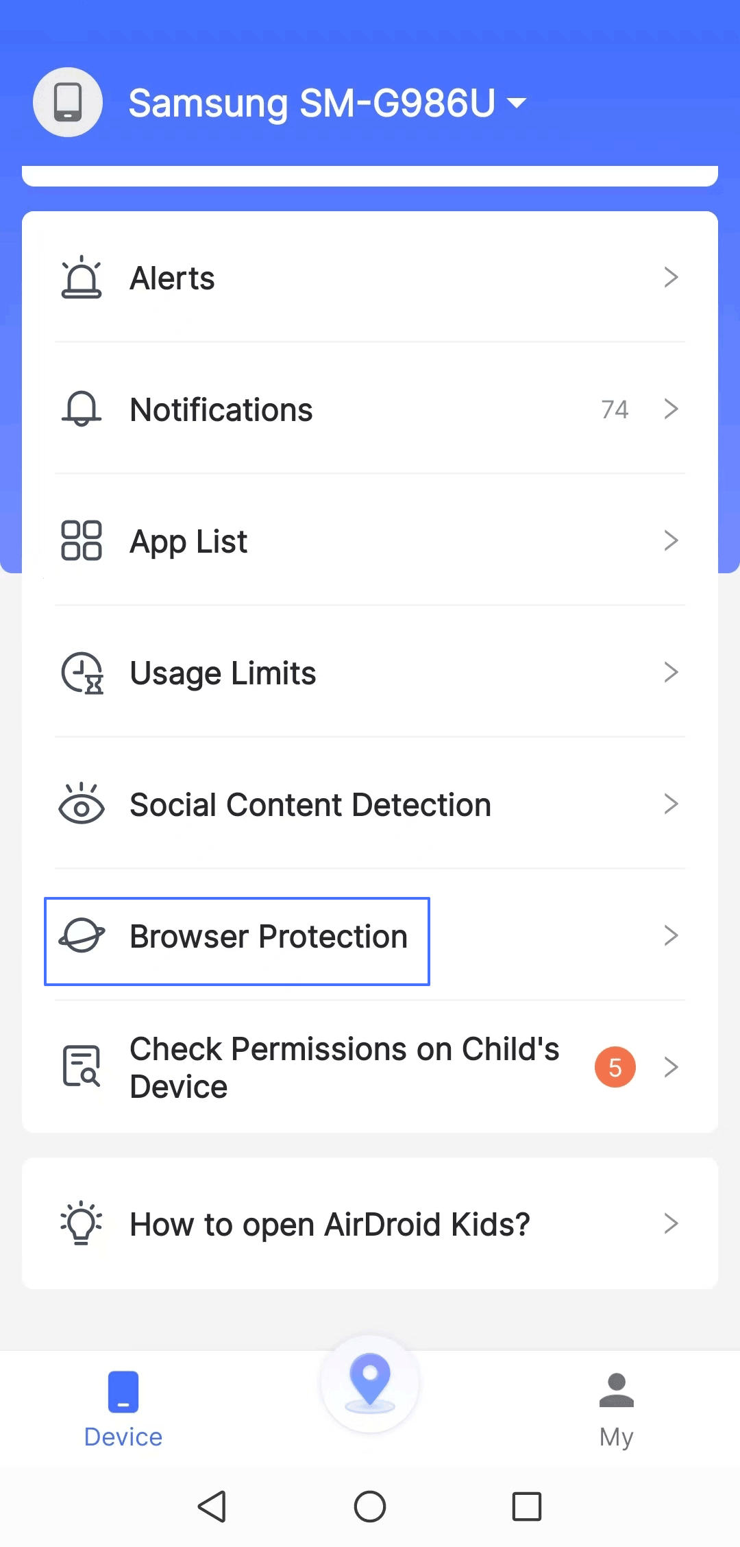 Browser Protection in dashboard