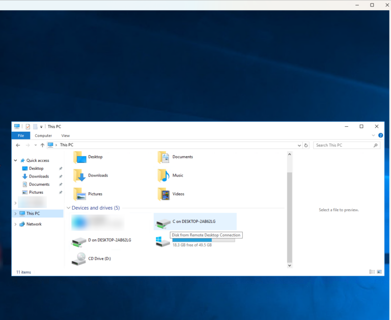 drives of remote desktop connection