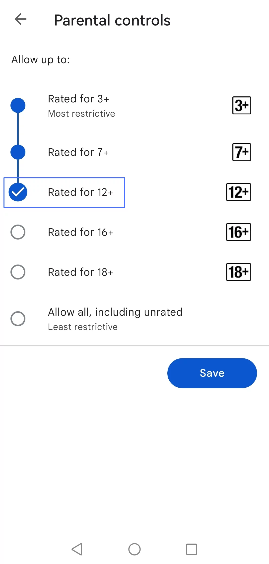 Play Store age ratings