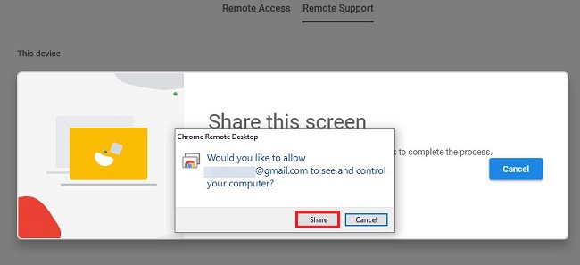 Chrome Remote Desktop Share