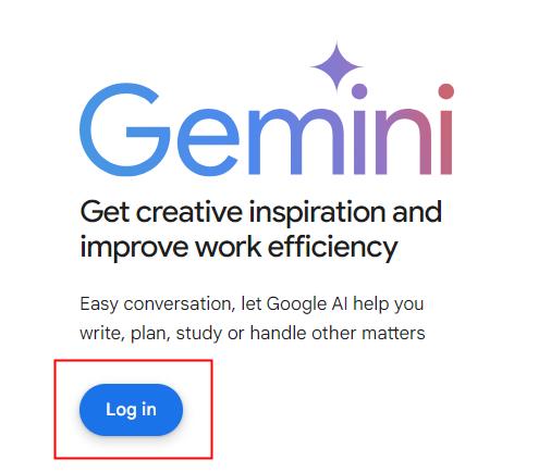 Click Log in on Gemini