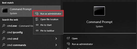 Command Prompt Run as administrator