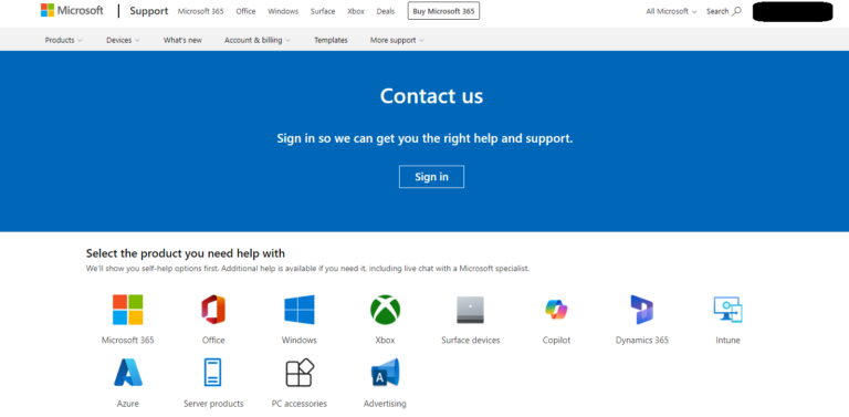 contact Microsoft for support