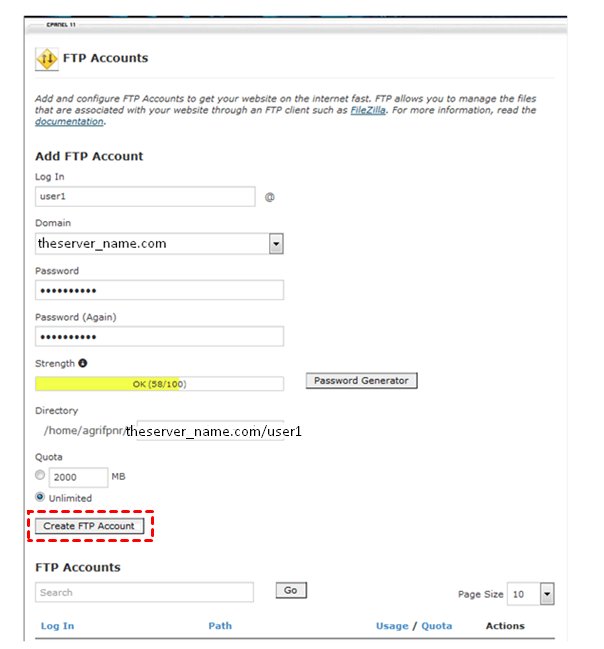 create FTP account