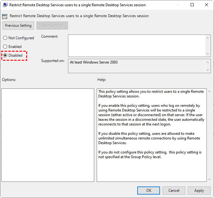 enable multiple rdp session