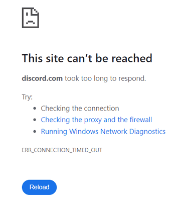 discord.com can't be reached