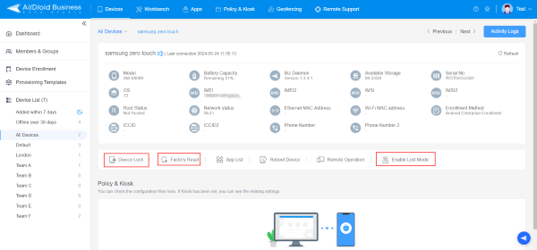 enable device lock lost mode remote wipe1