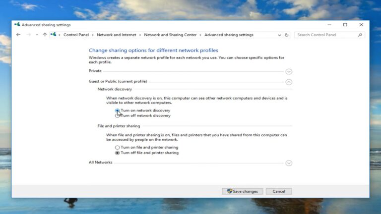 turn on network discovery windows 10