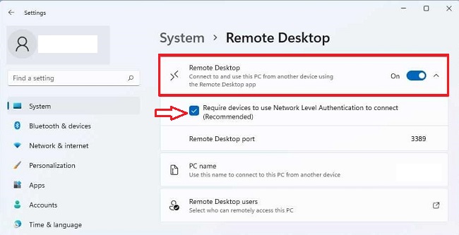 Enable Remote Desktop Windows 11