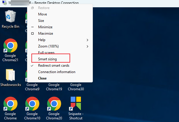 enable smart sizing remote desktop