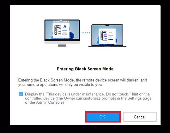 Entering Black Screen Mode