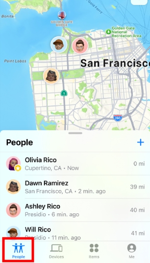 Find My how to see someone's location on iPhone