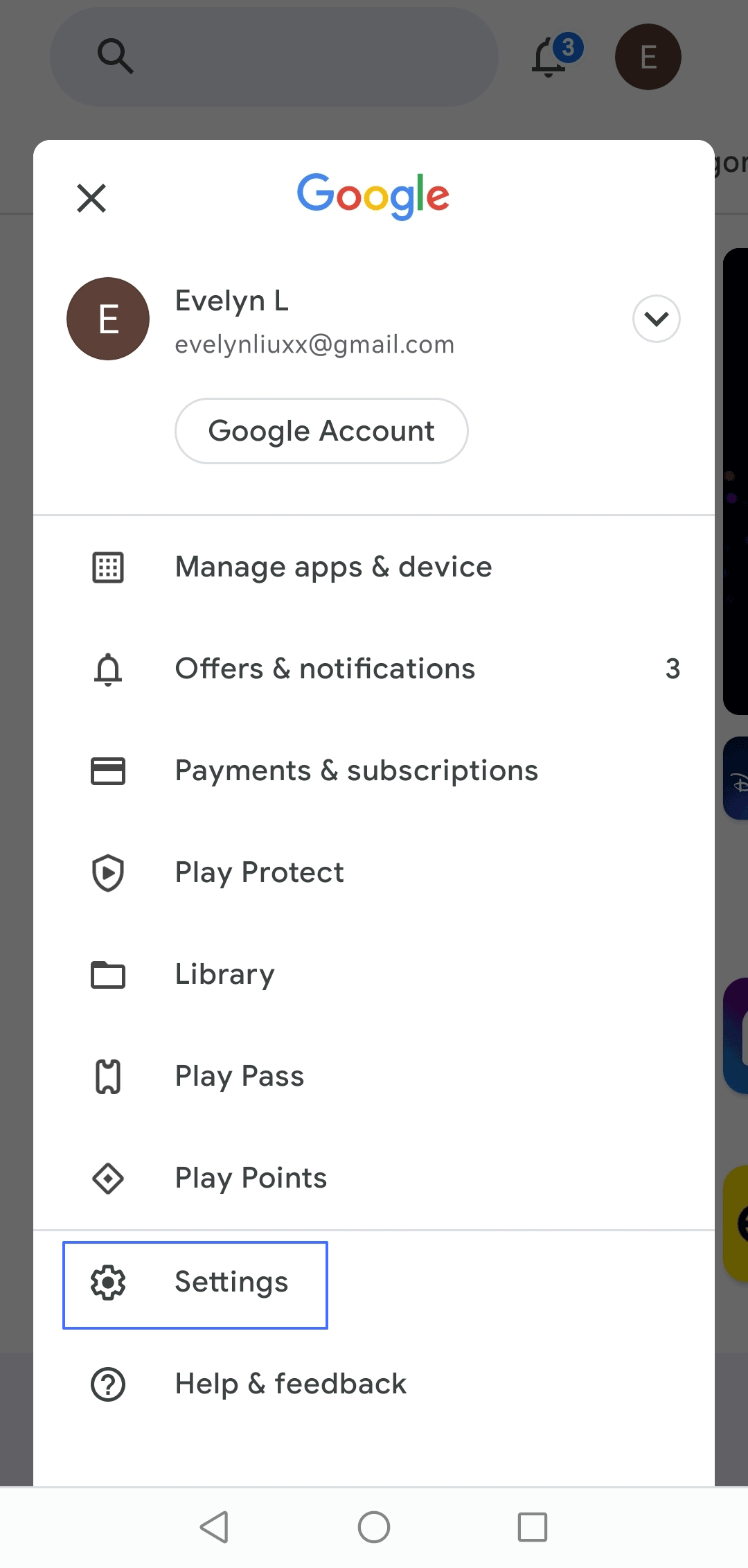 Google Play Family setting