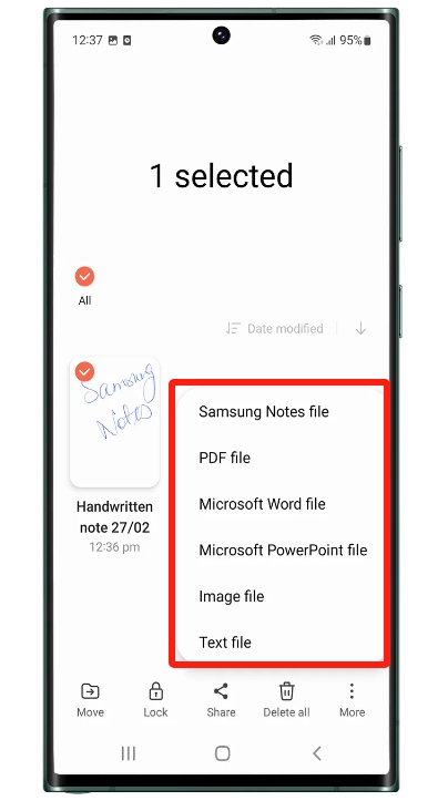 how to export samsung notes