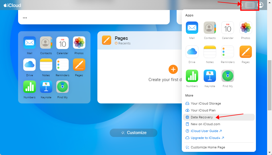 iCloud select data recovery