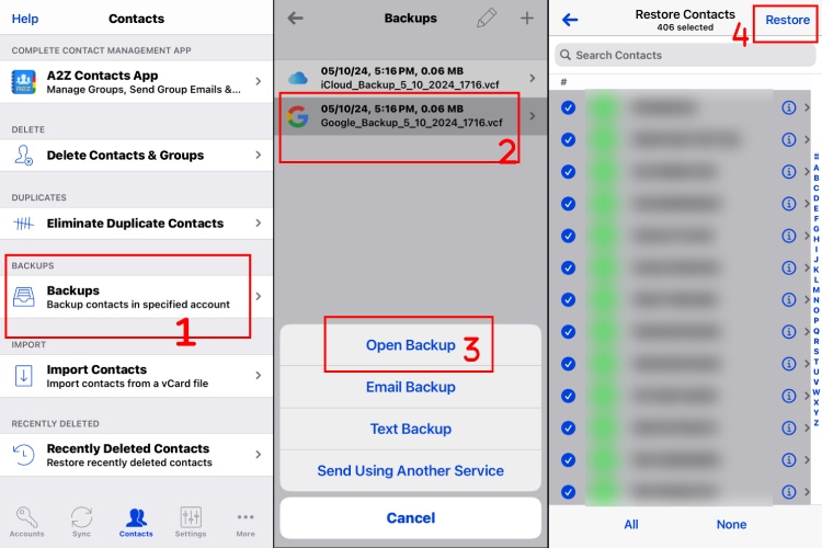 find a deleted contact iPhone via Google Contacts