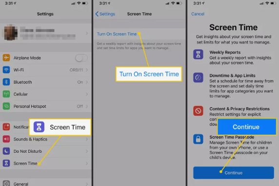 iphone turn on screen time