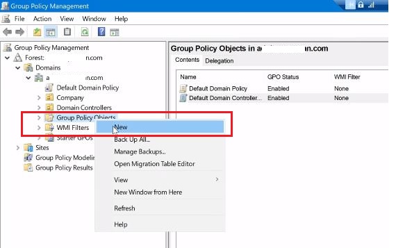 New Group Policy Object