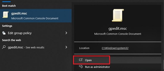 Open gpedit msc