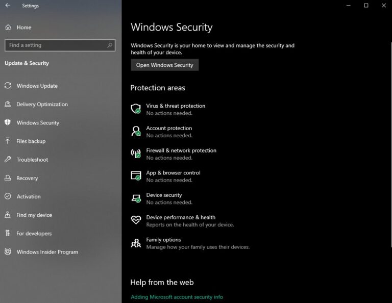 Open Windows Security
