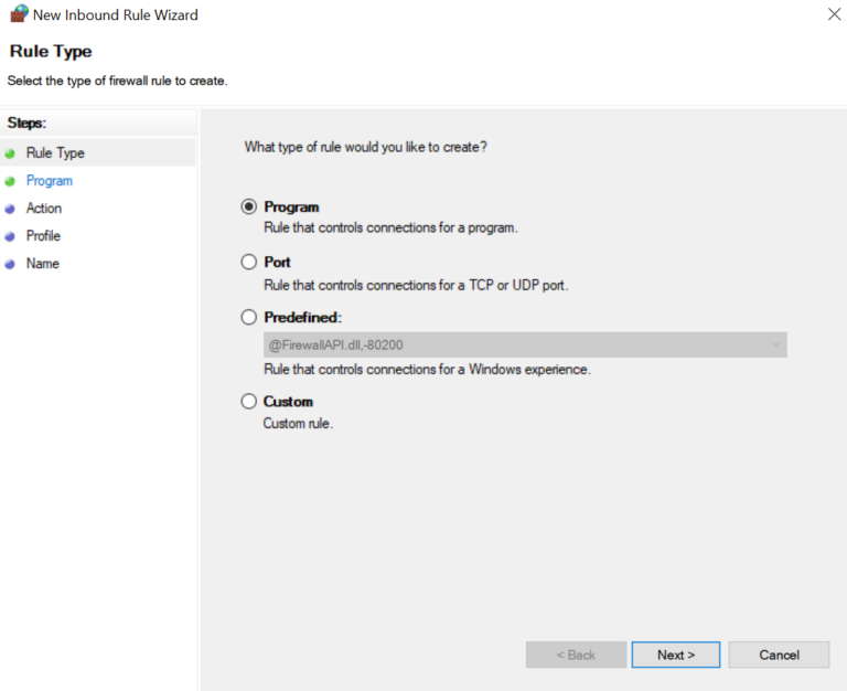 adjust firewall settings