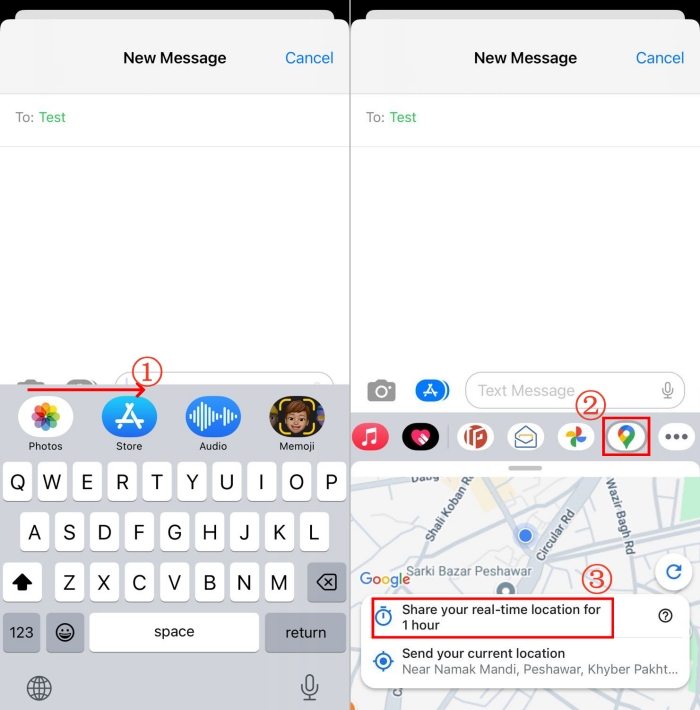 share location in iMessage using Google Maps