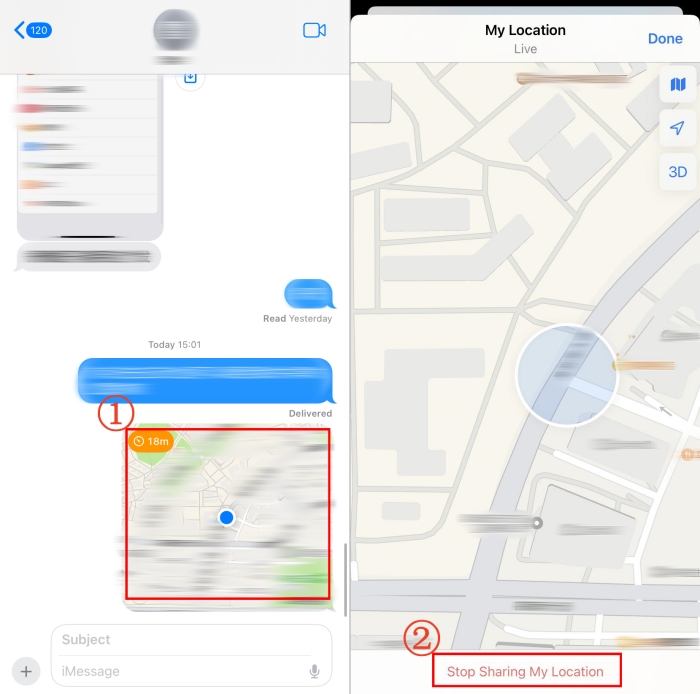 stop iMessage location sharing