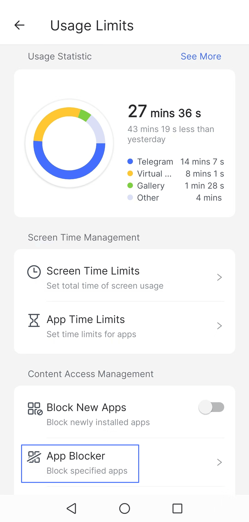 tap App Blocker in Usage Limits