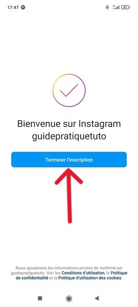 Terminer l’inscription d'un deuxième compte Instagram