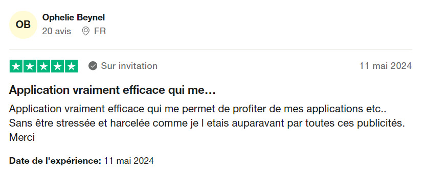 Avis d'utilisateur sur Total Adblock