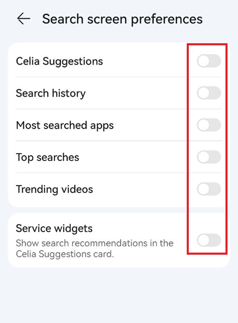 turn off all the AI search settings