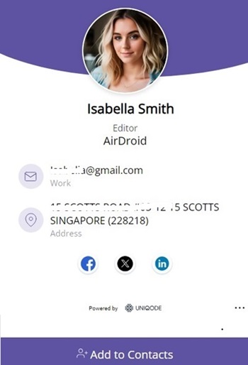 Uniqode digital business card