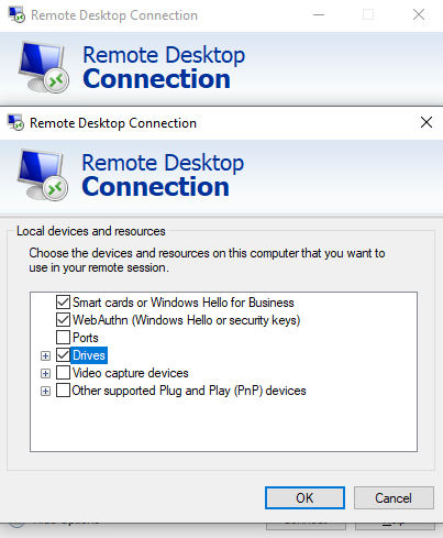 use Drive in remote desktop connection