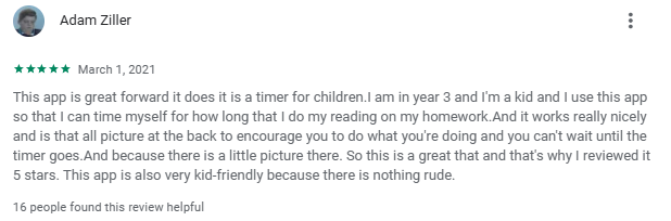 user review of Visual Countdown Timer on Google Play