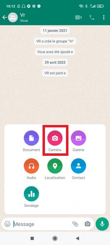 Caméra WhatsApp