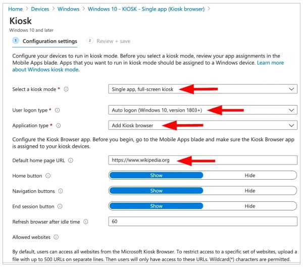 windows single app kiosk with intune1