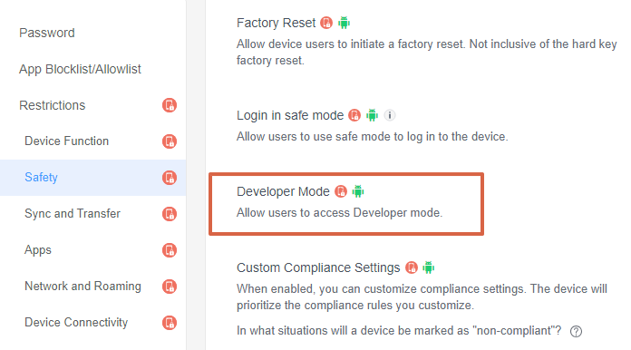 Access Developer Mode