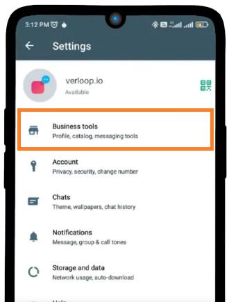 Access WhatsApp Business Tools Setting